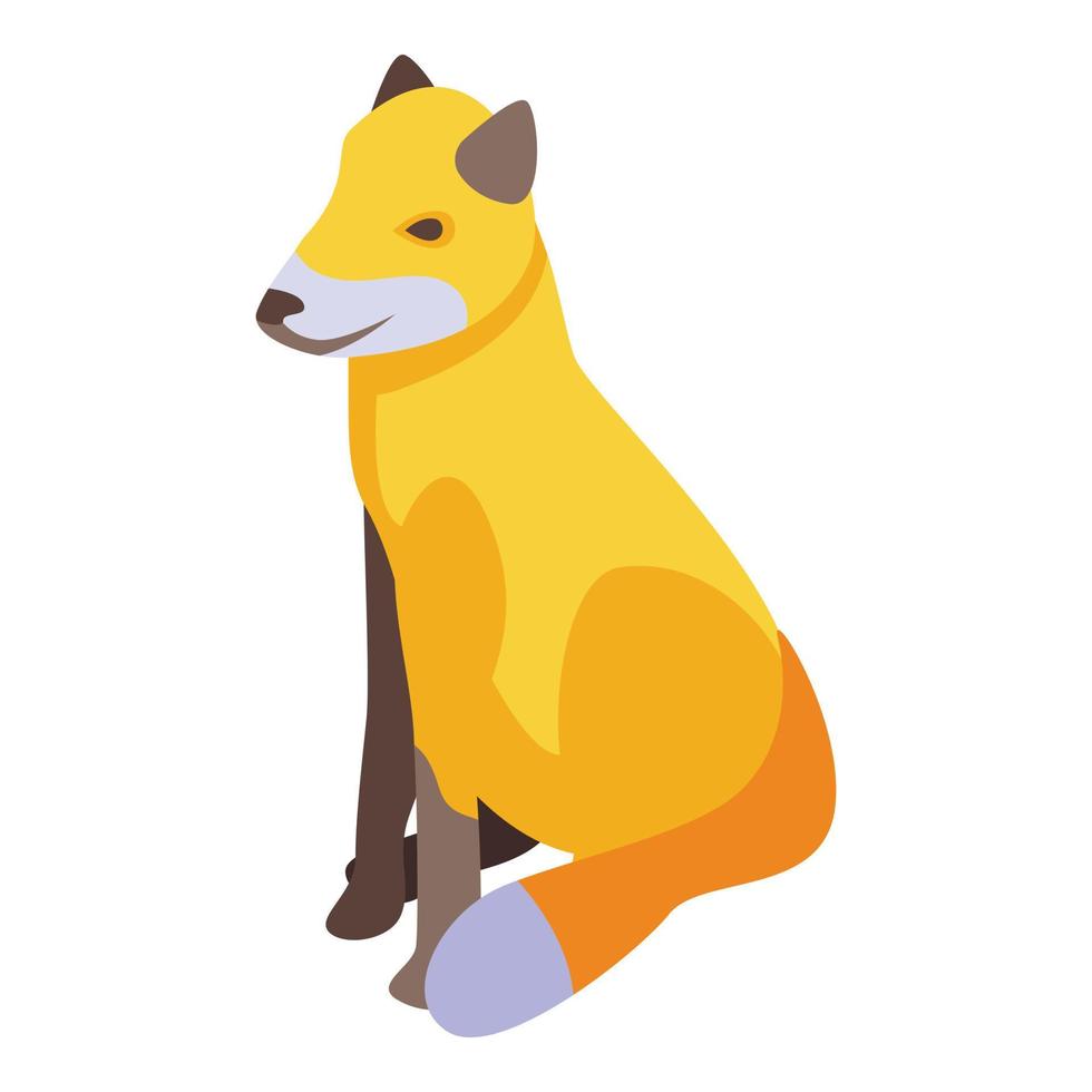 Cute fox icon, isometric style vector