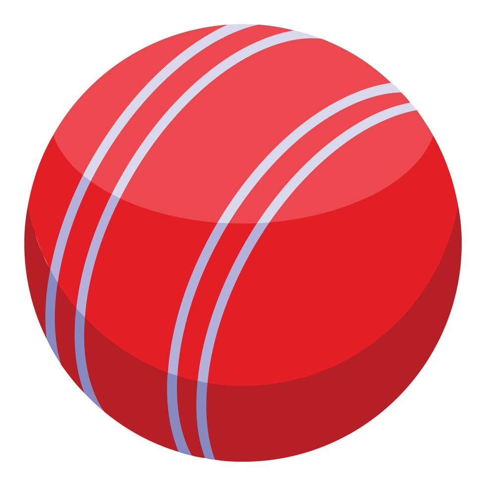 icono de bola roja de cricket, estilo isométrico vector