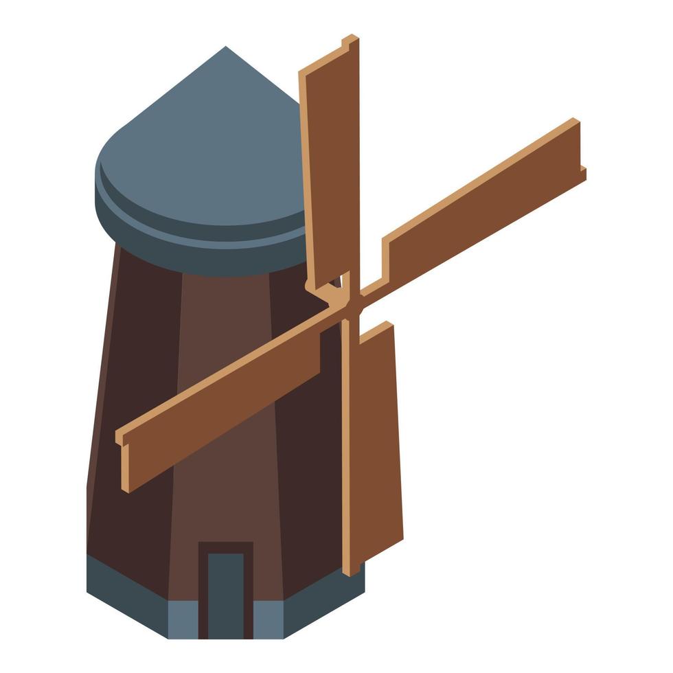 Wind mill icon, isometric style vector