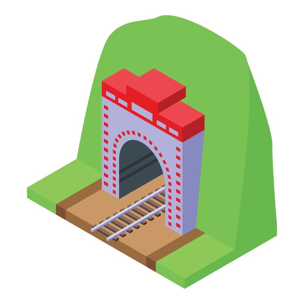 Railroad tunnel icon, isometric style vector