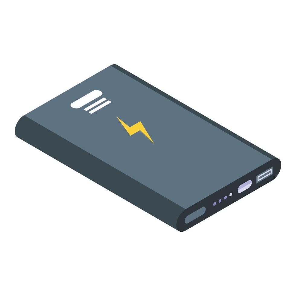 Charging battery icon, isometric style vector
