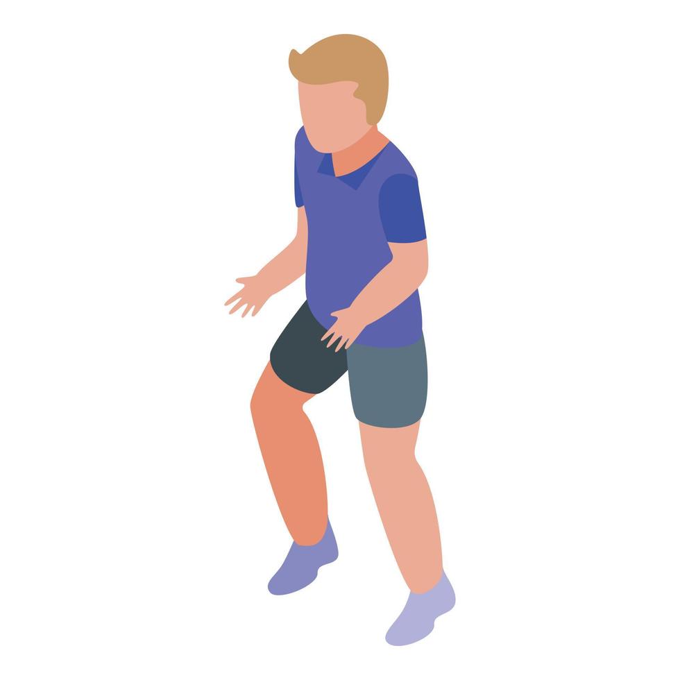 Running playing cricket icon, isometric style vector