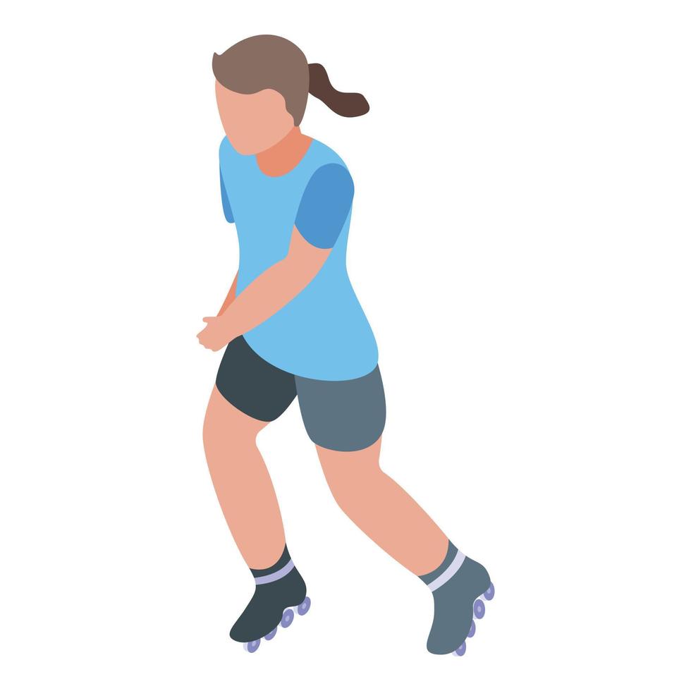 Girl rollerblade icon, isometric style vector