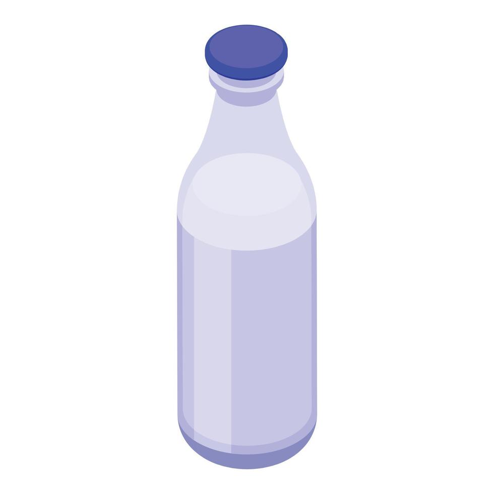 Glass milk bottle icon, isometric style vector