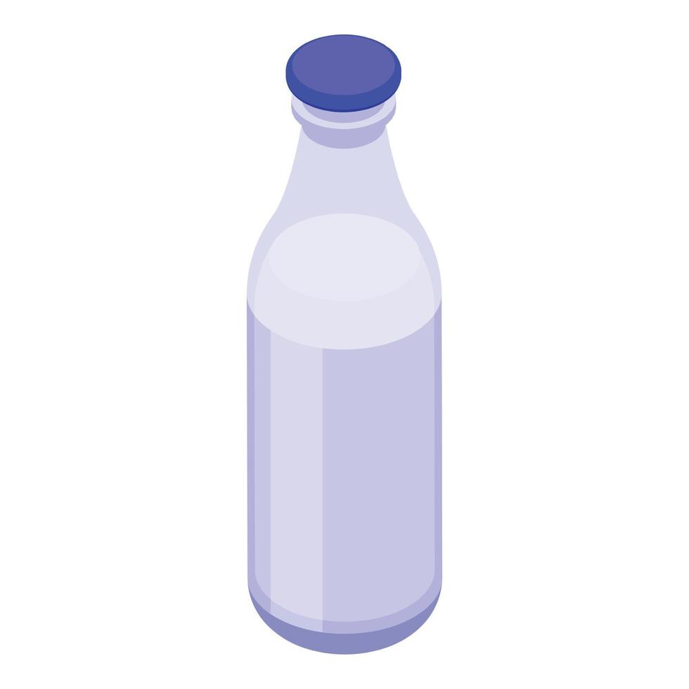 icono de botella de leche de vidrio, estilo isométrico vector