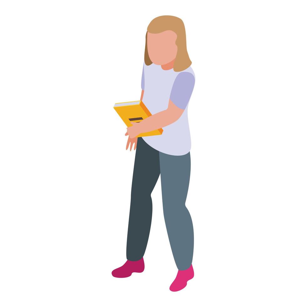 Reading kid icon, isometric style vector