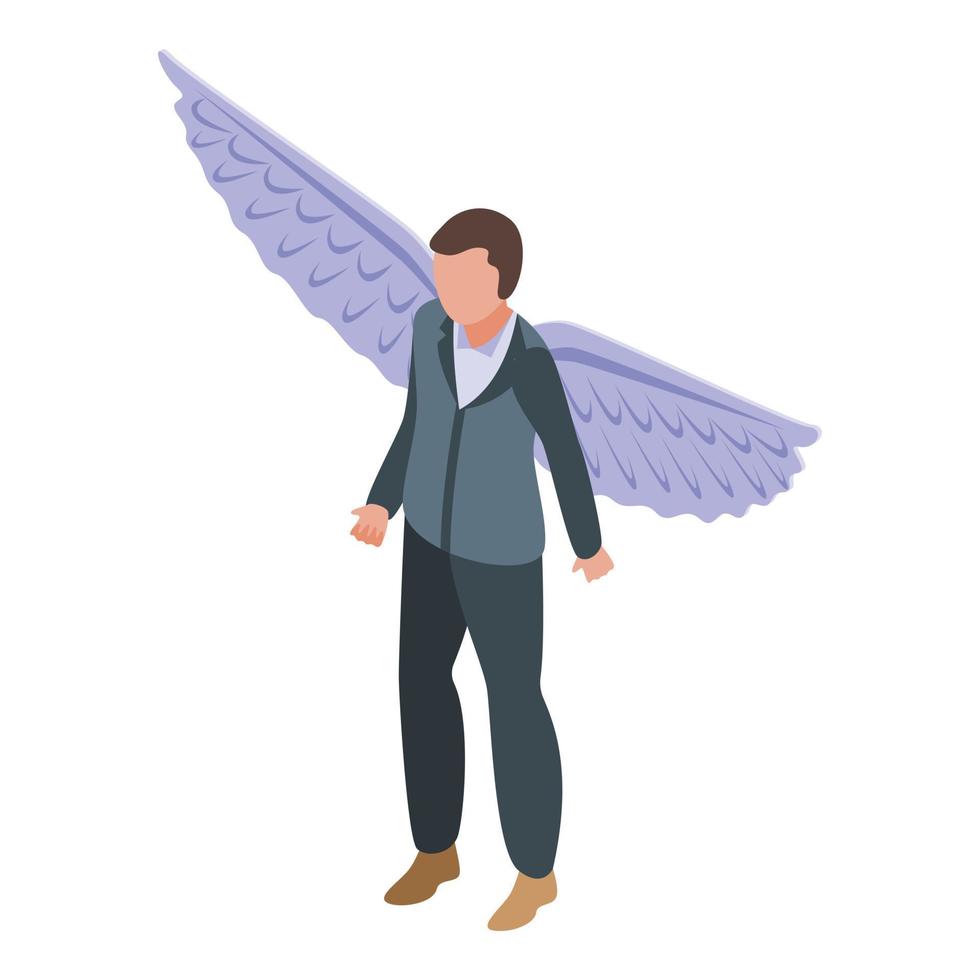 Angel man icon, isometric style vector