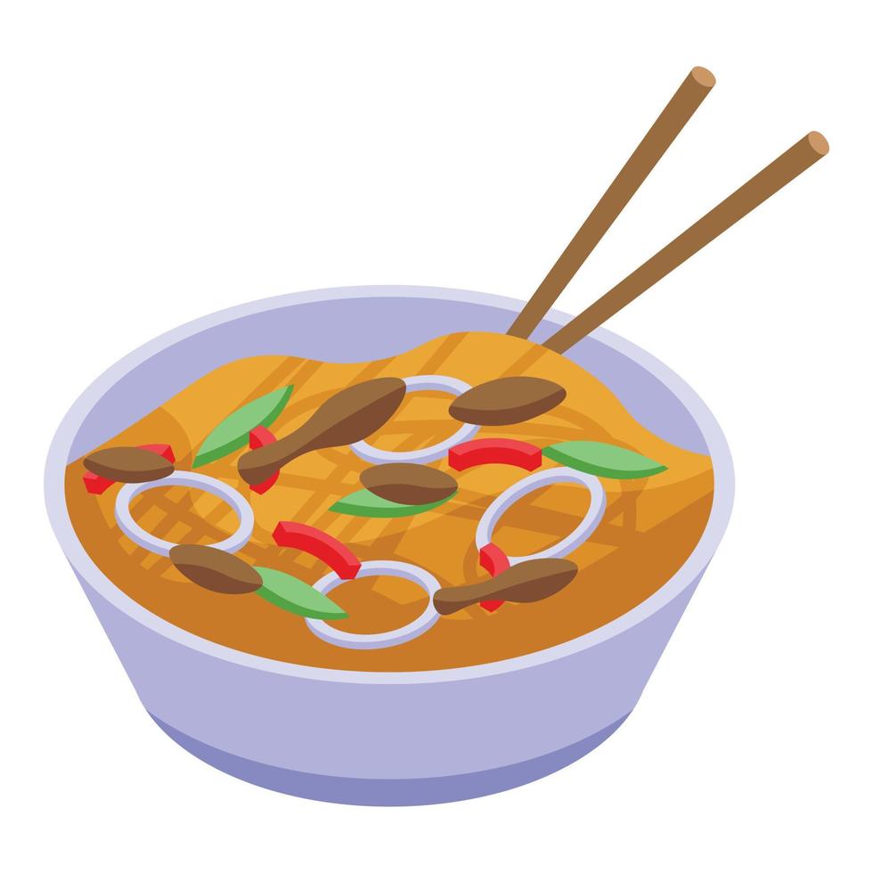 Wok bowl icon, isometric style vector