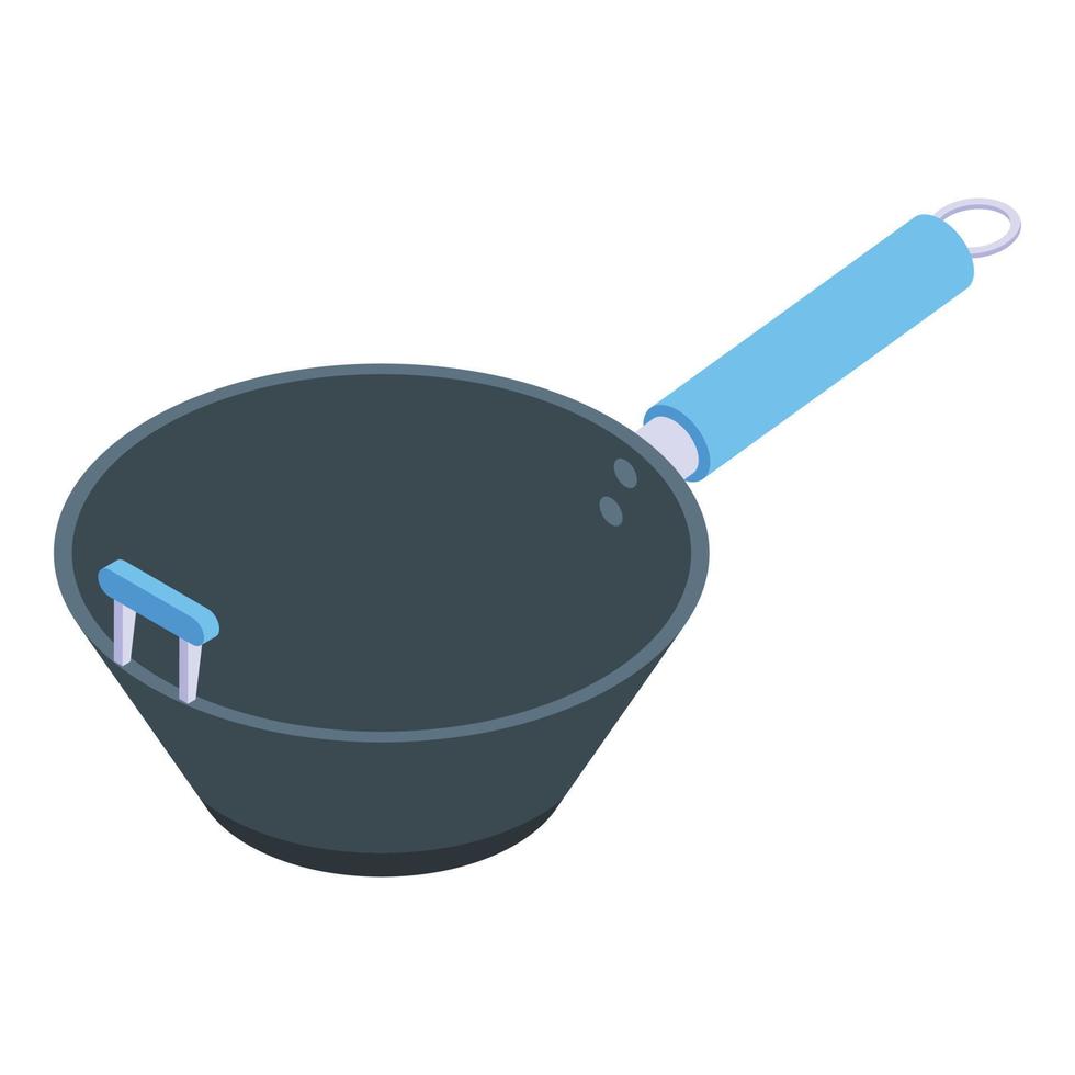 Traditional wok pan icon, isometric style vector