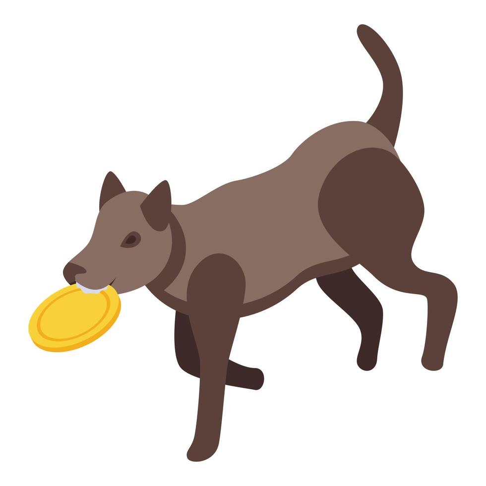 Playful dog toy icon, isometric style vector