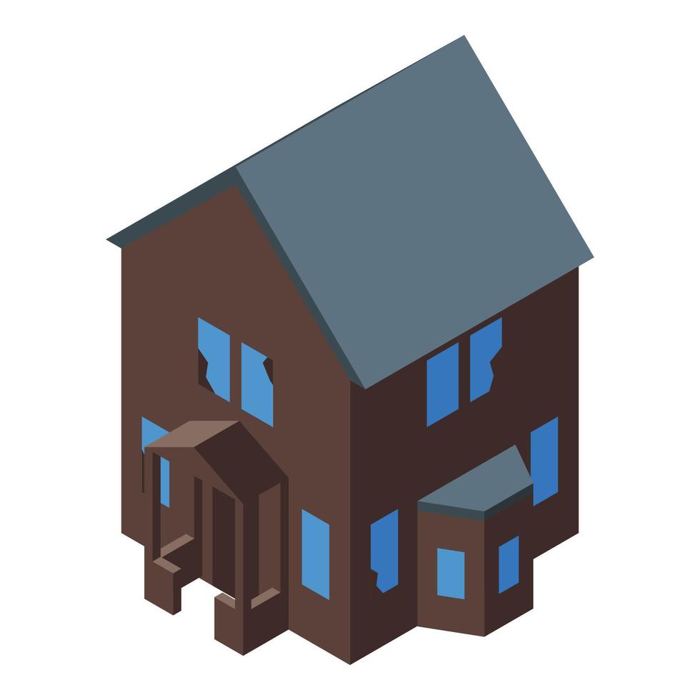 Dark creepy house icon, isometric style vector