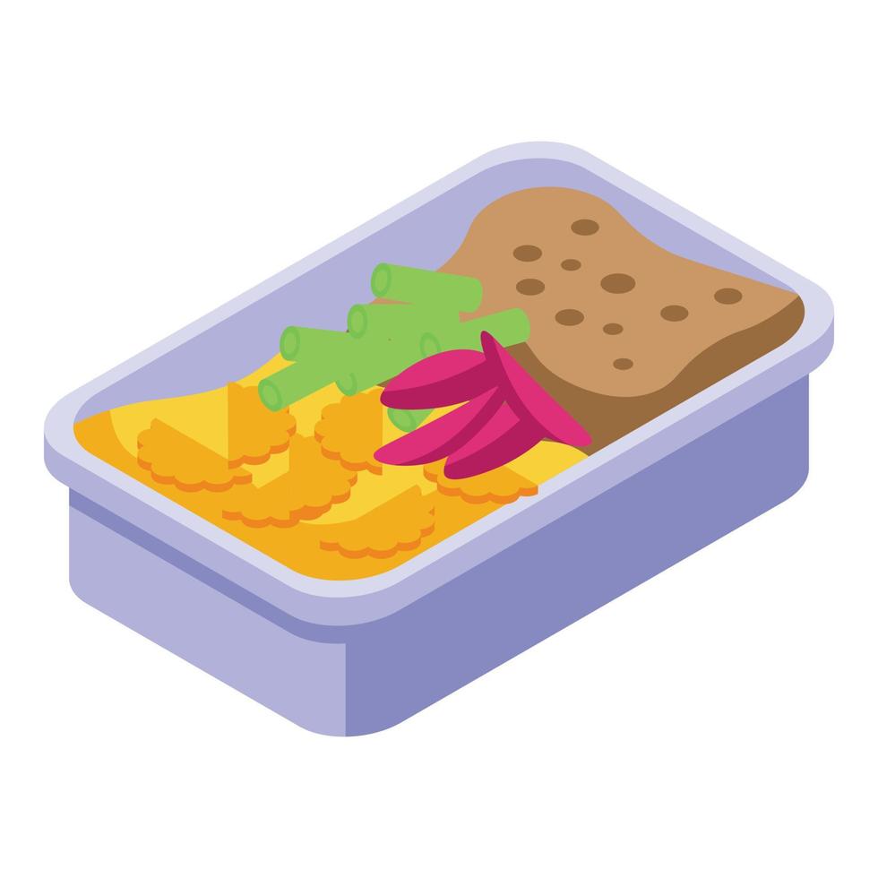 Dinner on plane icon, isometric style vector