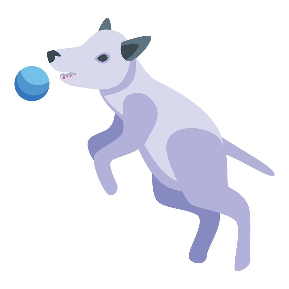Playful dog ball icon, isometric style vector