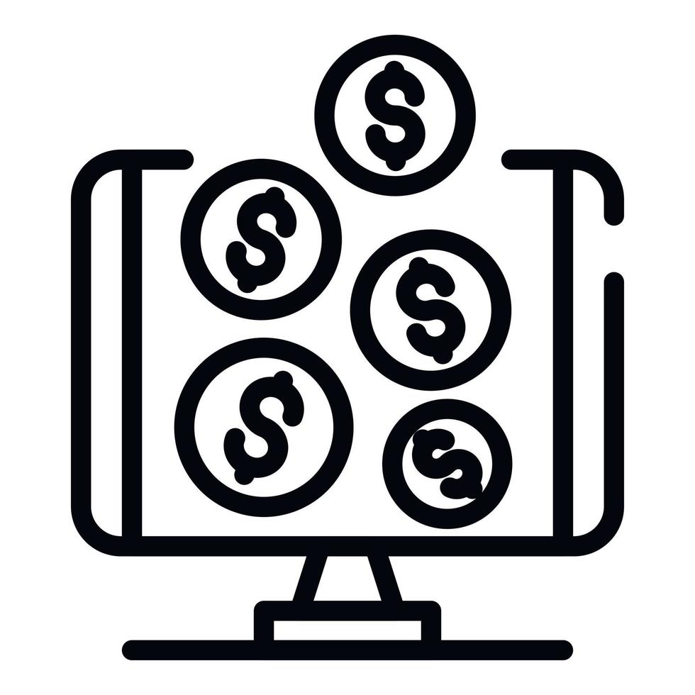 icono de dinero de Internet, estilo de esquema vector