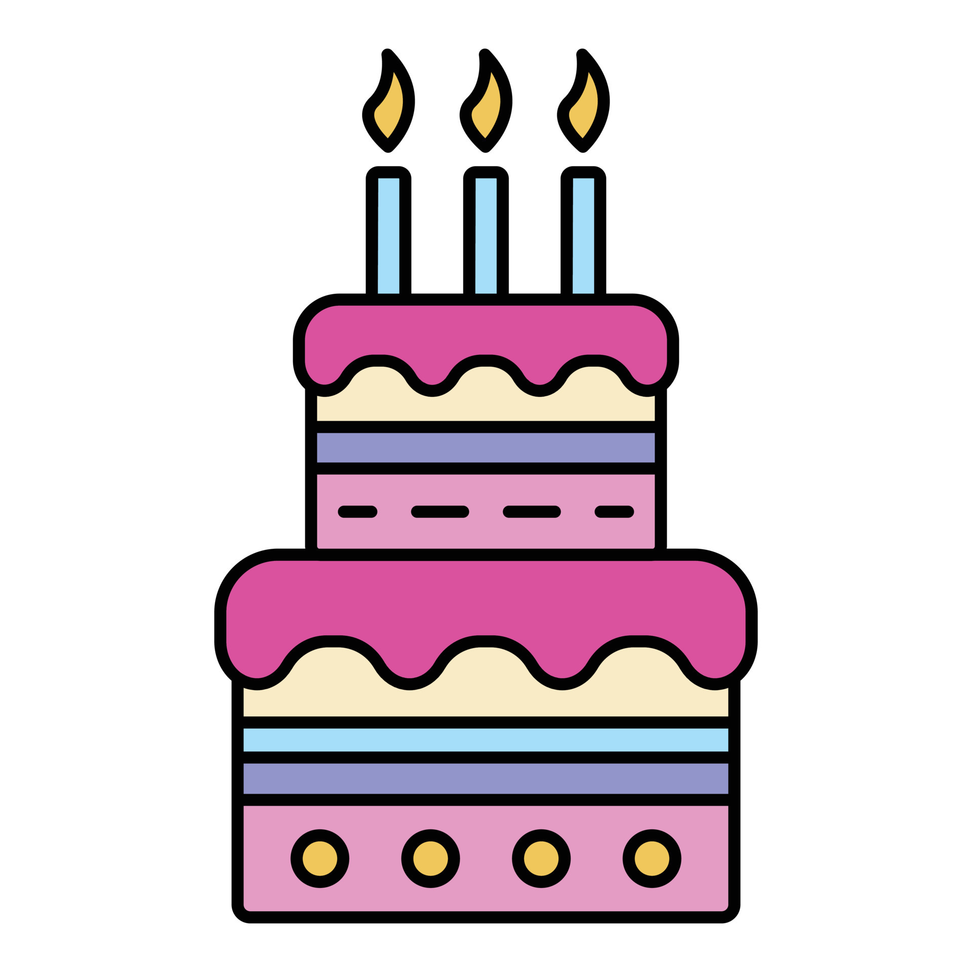 Torta De Cumpleaños Con El Icono De Las Velas Vector Ilustración del Vector  - Ilustración de fondo, caliente: 114071802