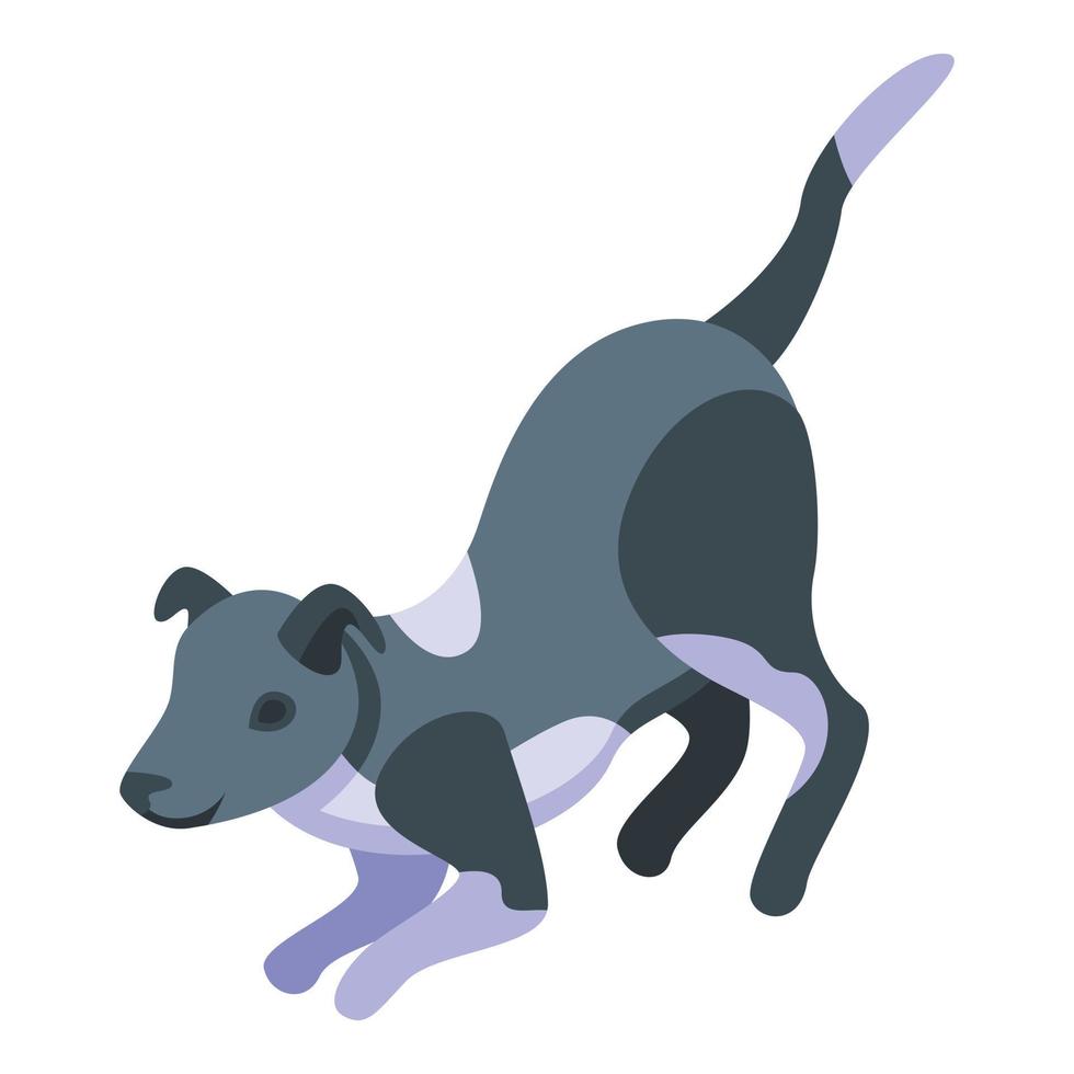 Happy playful dog icon, isometric style vector