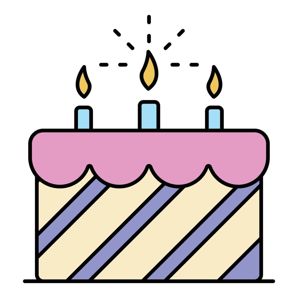 Cream birthday cake icon color outline vector