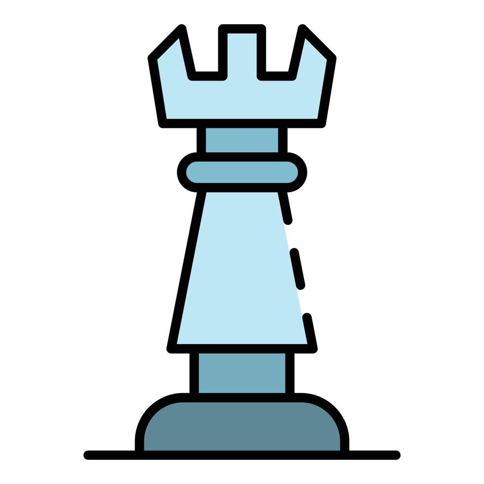 Chess rook icon color outline vector