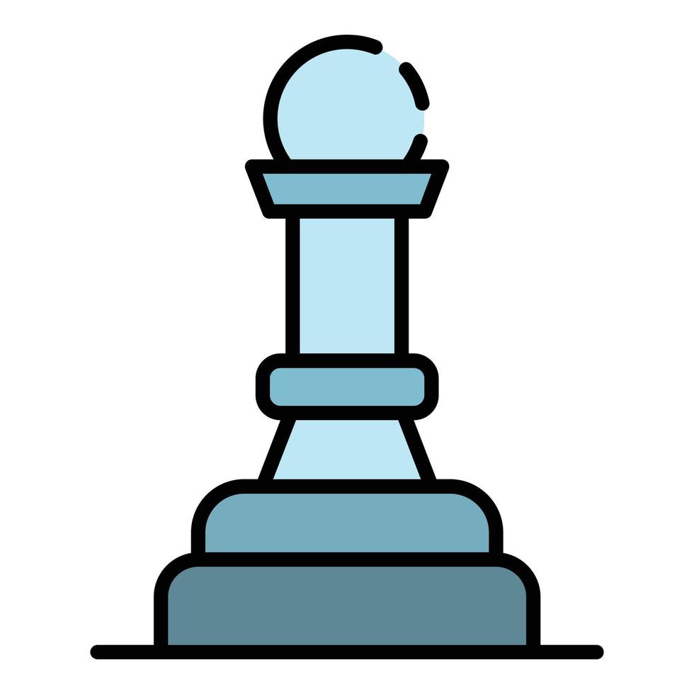 Chess pawn figure icon color outline vector