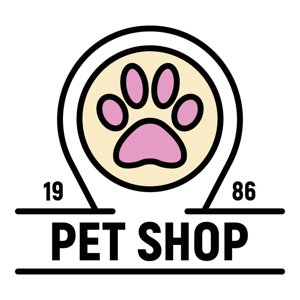 logotipo de la tienda de mascotas de la ciudad, estilo de esquema vector