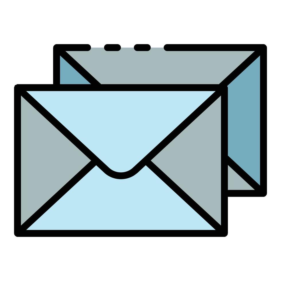 Stack envelope icon color outline vector