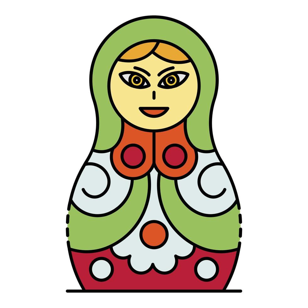 Traditional nesting doll icon color outline vector