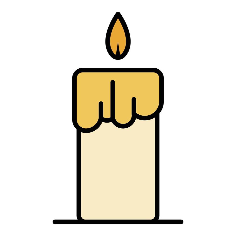 Wax burning candle icon color outline vector