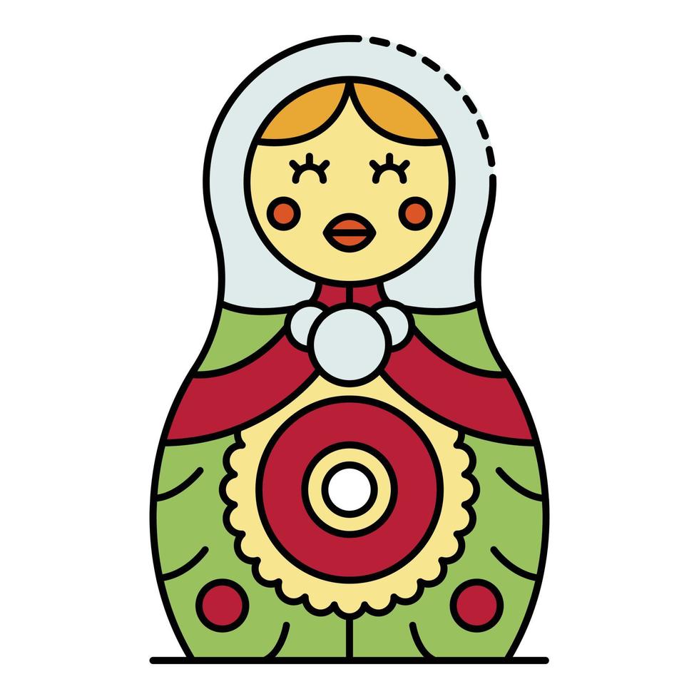 Nesting doll icon color outline vector