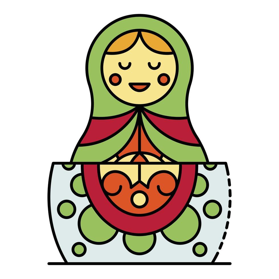 Baby nesting girl icon color outline vector