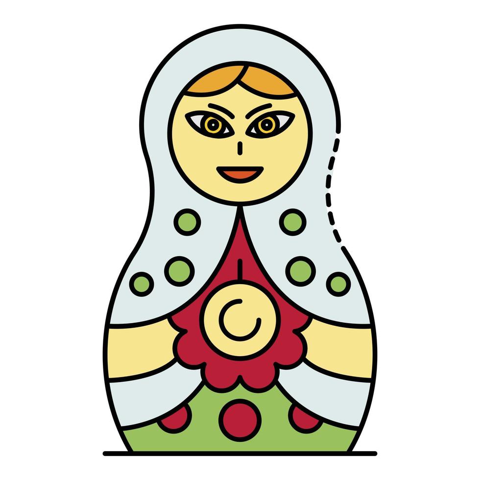 Culture nesting doll icon color outline vector