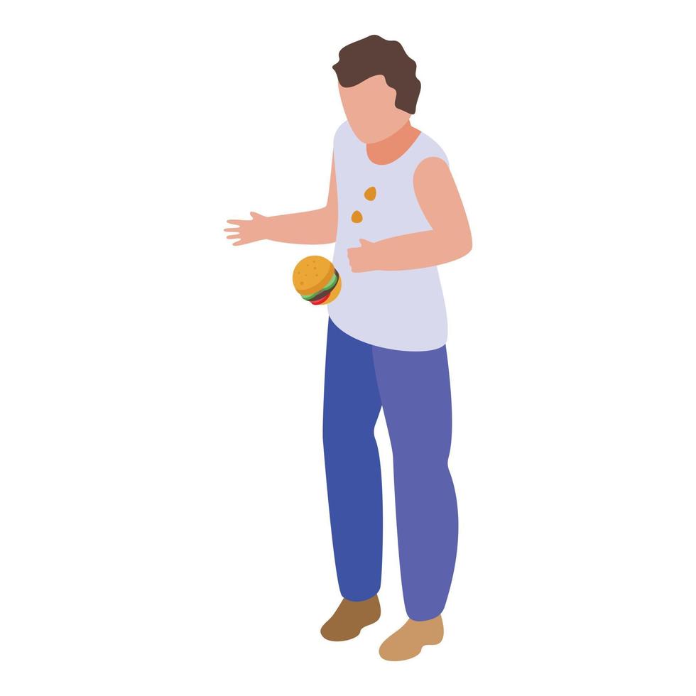 Burger careless person icon, isometric style vector