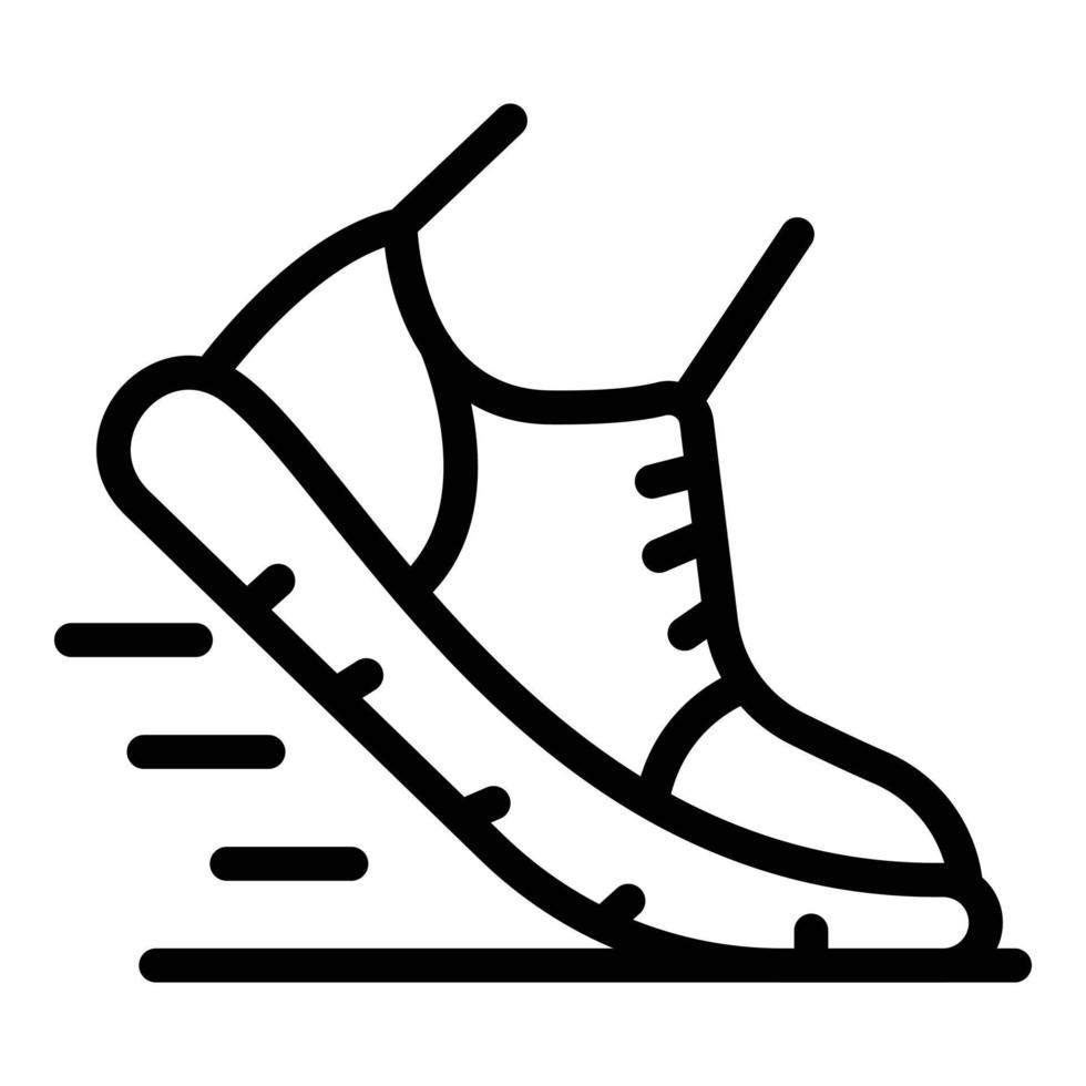 pie en icono de zapatillas, estilo de contorno vector