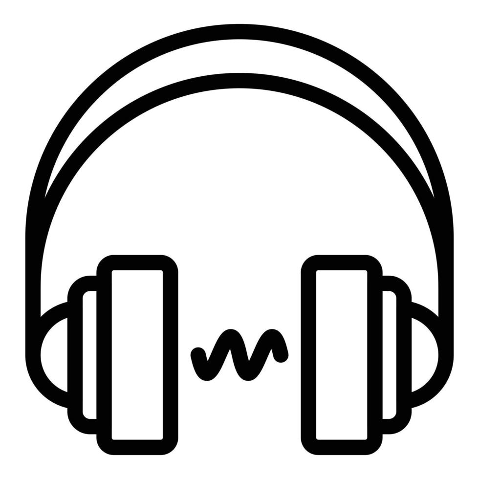 Headphones icon, outline style vector