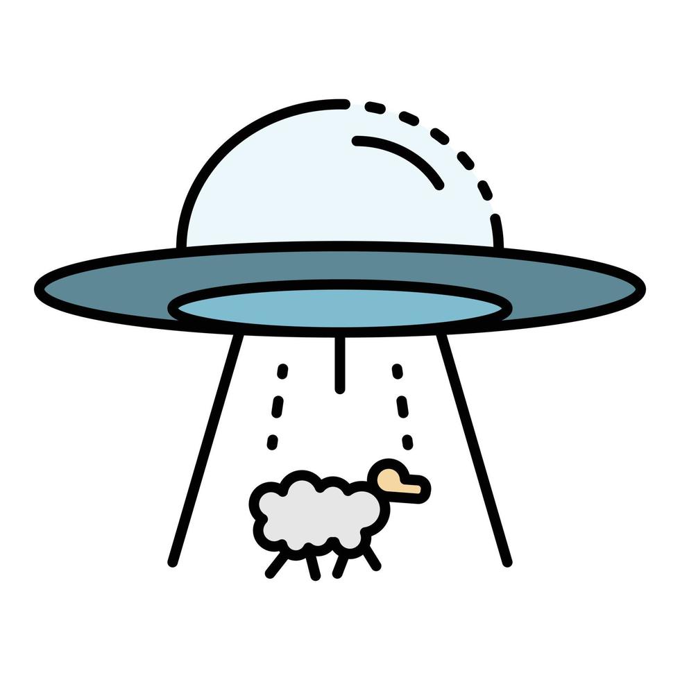 Ufo take a sheep icon color outline vector