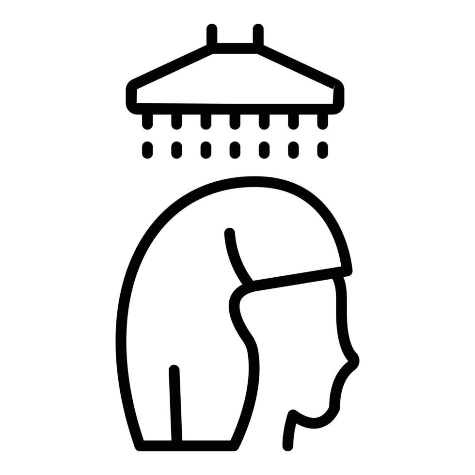 vector de contorno de icono de lavado de cabeza de niña. pelo de mujer