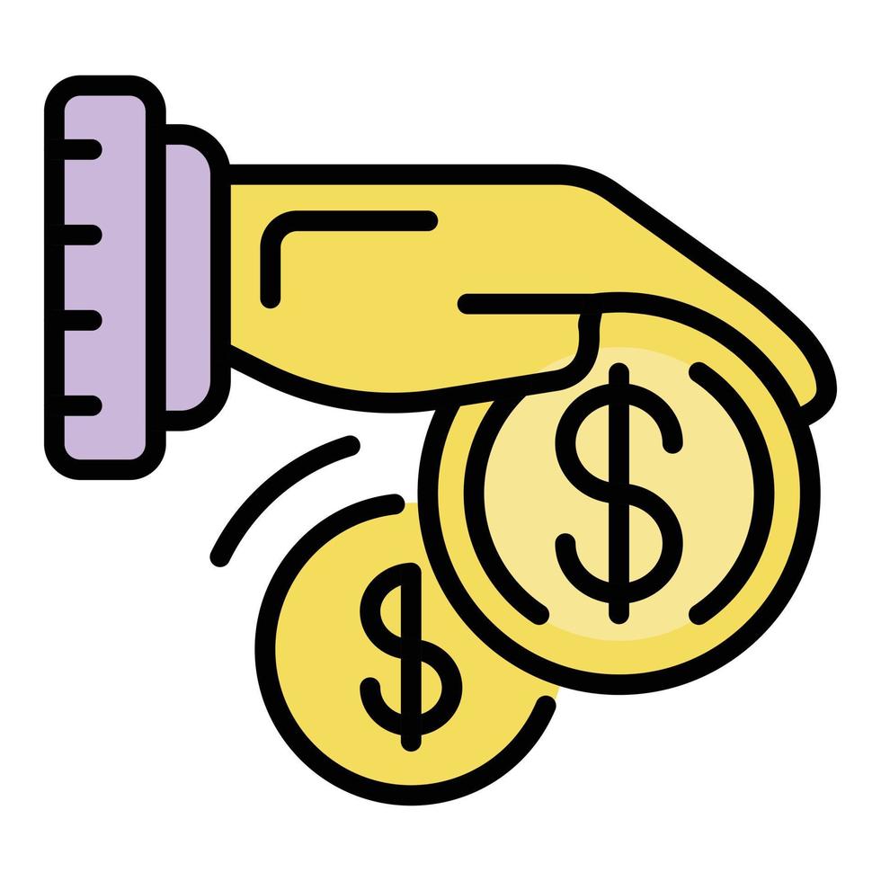 Hand take corruption money icon color outline vector