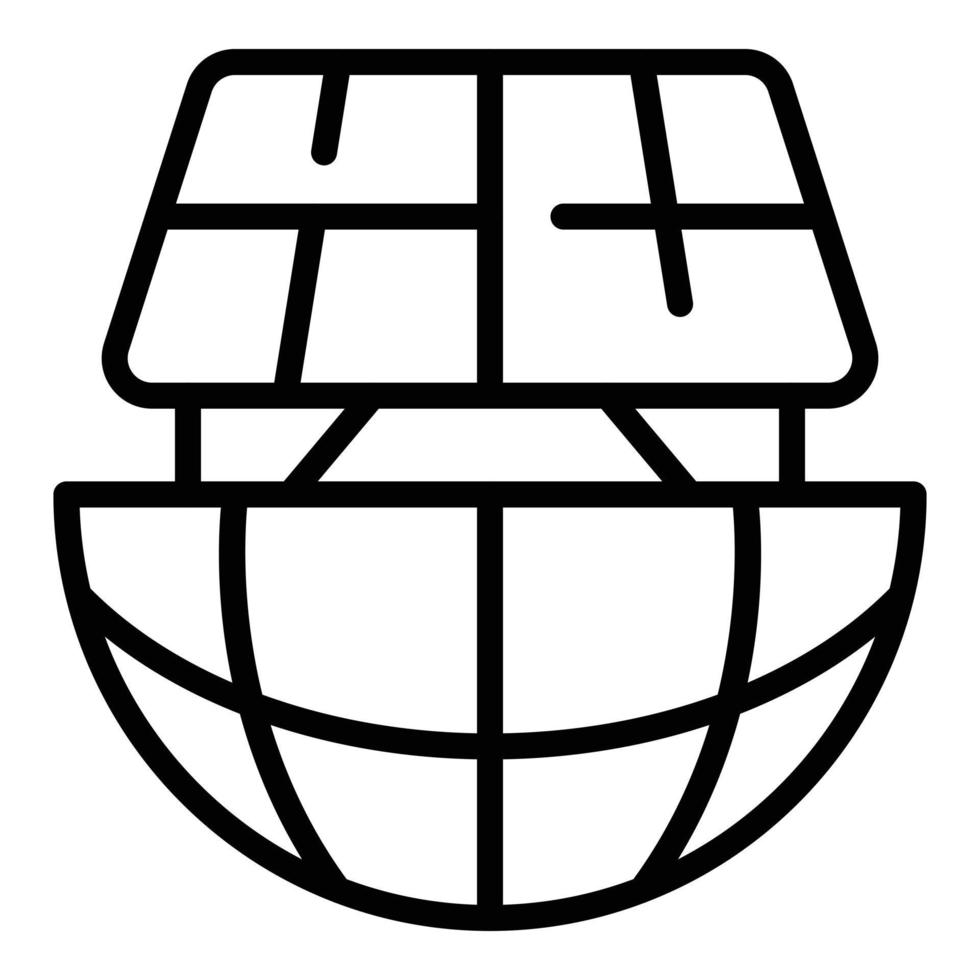 Globe solar panel icon outline vector. Sun energy vector