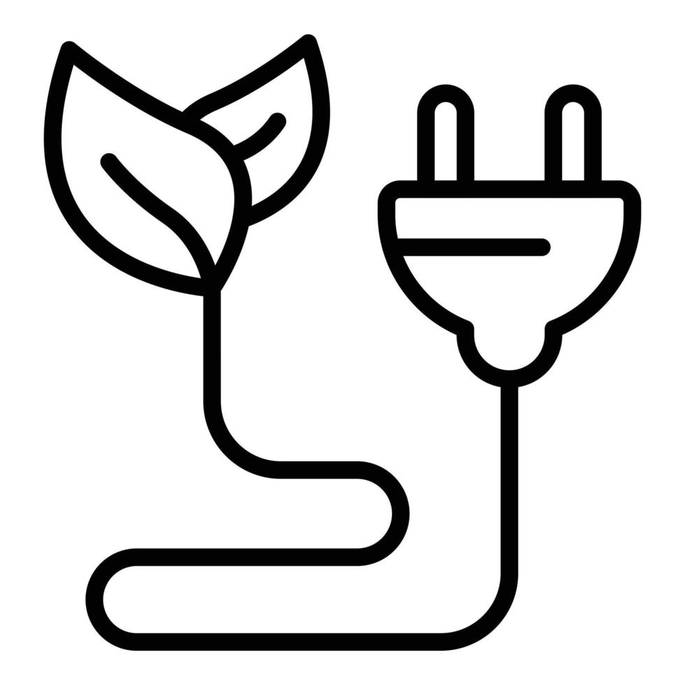 Leaf plug icon outline vector. Eco energy vector