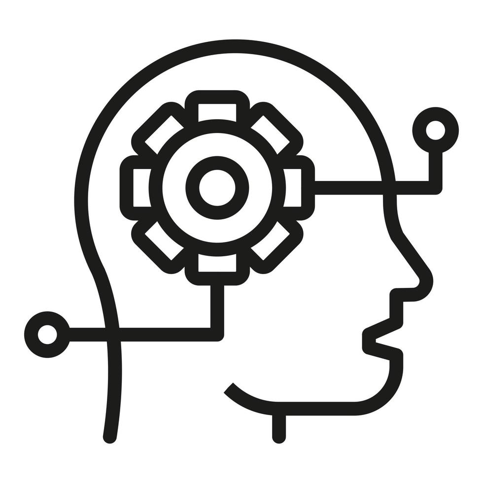 Gear mind icon outline vector. Human brain vector