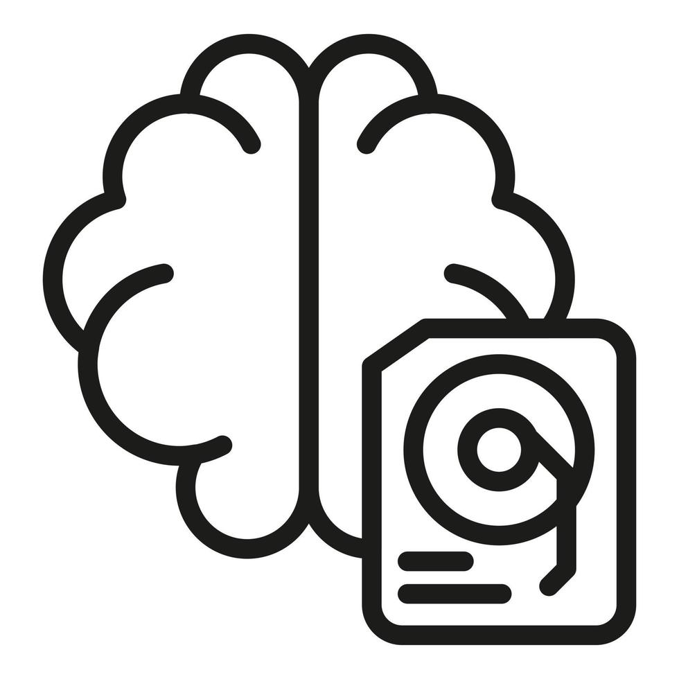 Brain drive icon outline vector. Mind cloud vector