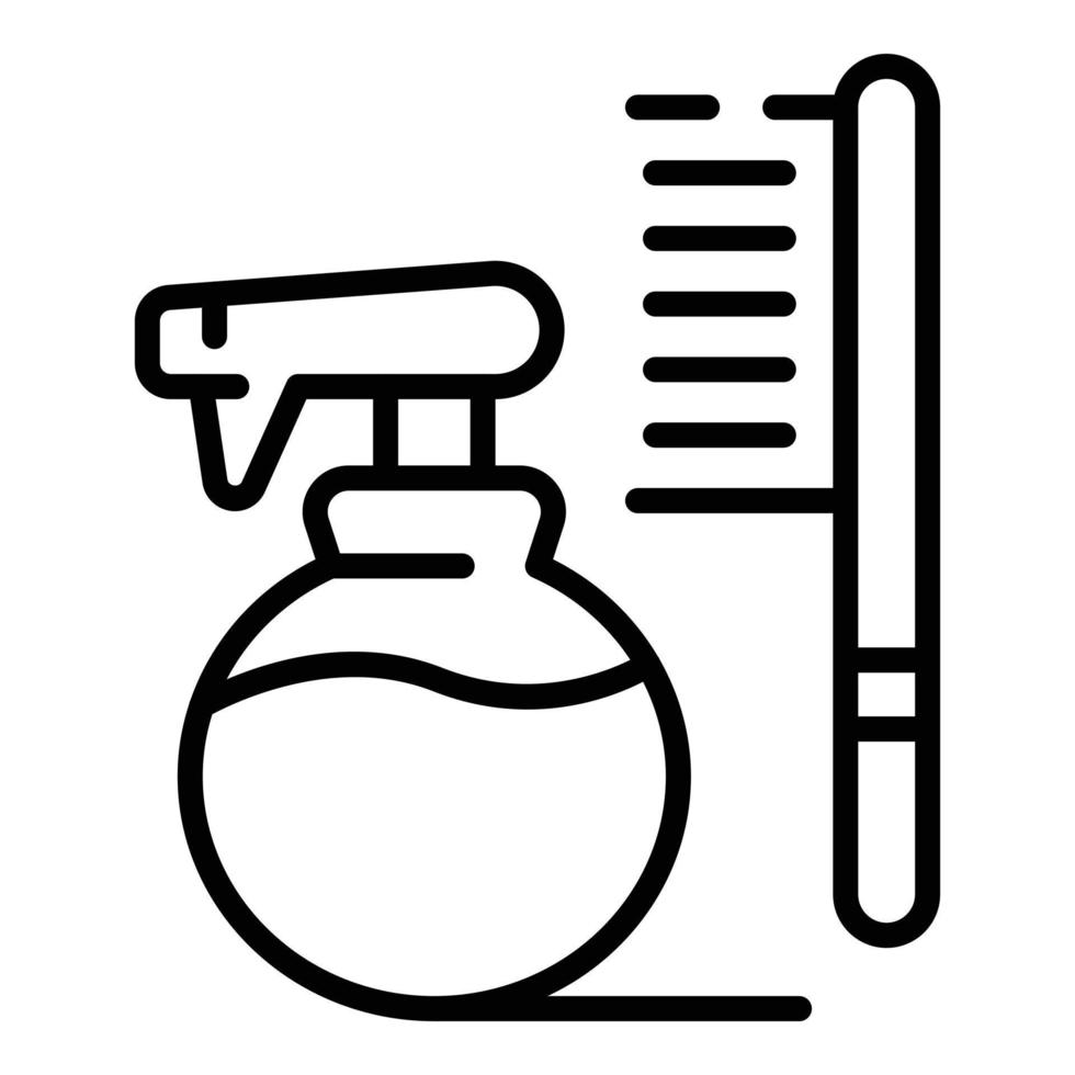 vector de contorno de icono de cepillo de pelo en aerosol. peine de baño