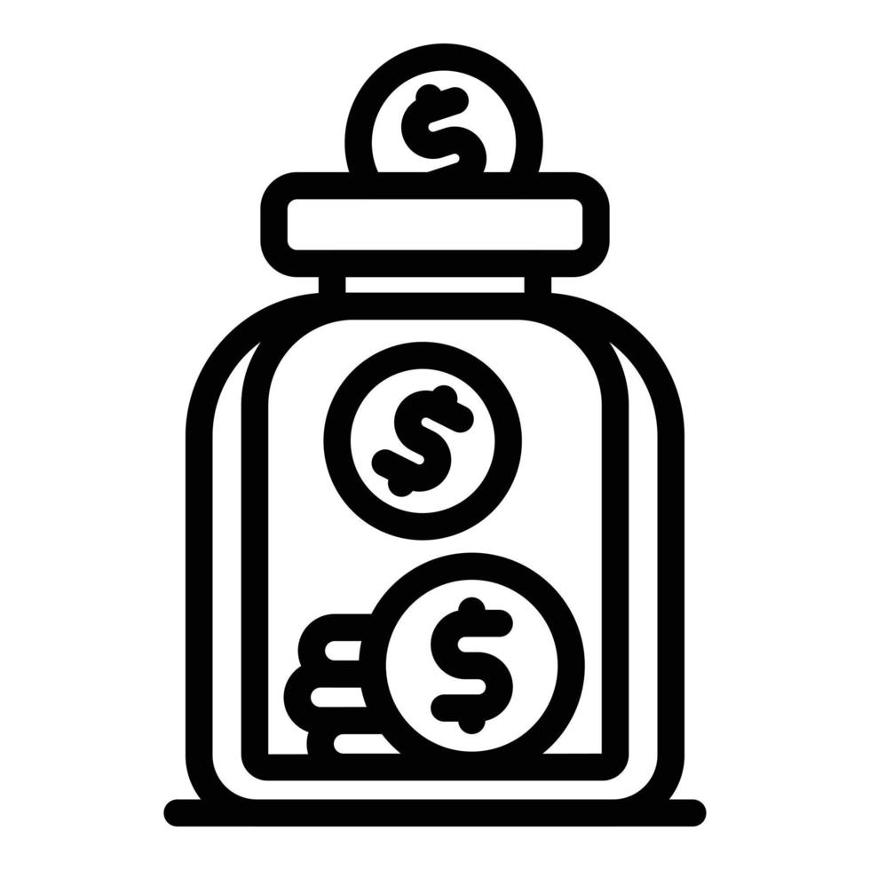 Coin jar icon outline vector. Money save vector