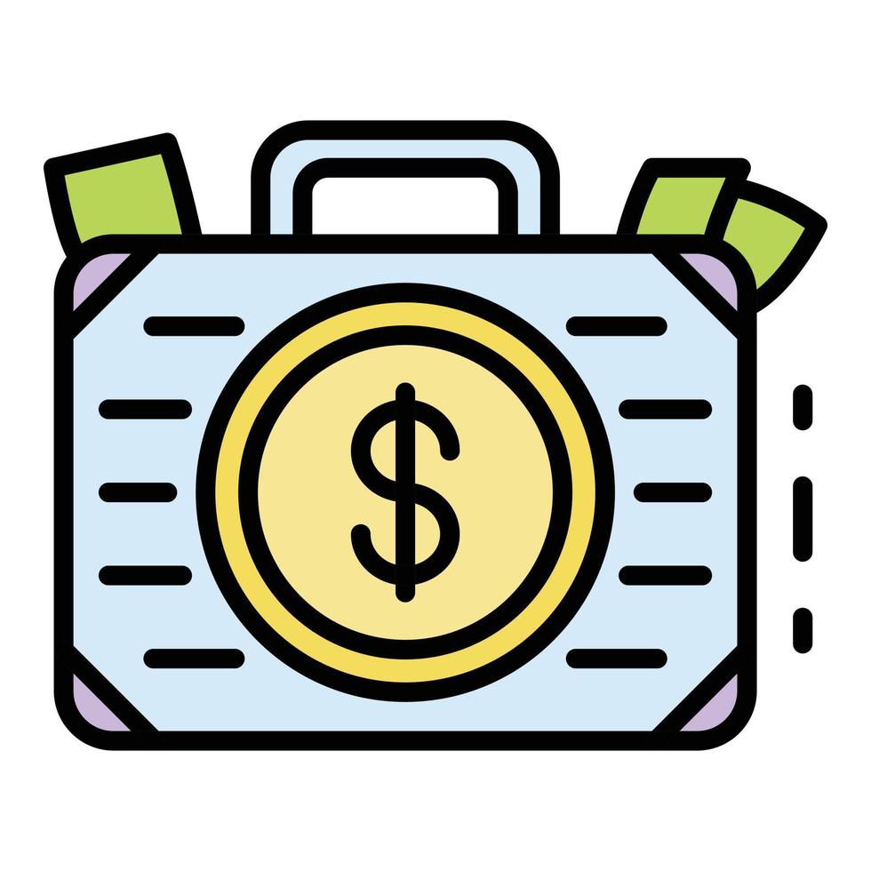 Corruption money case icon color outline vector