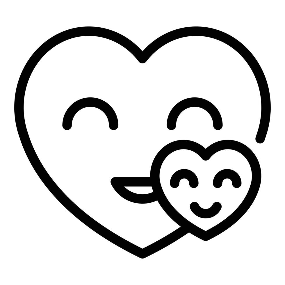 Smiling heart icon outline vector. Happy smile vector