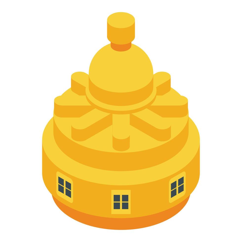 Hydro power gear icon, isometric style vector