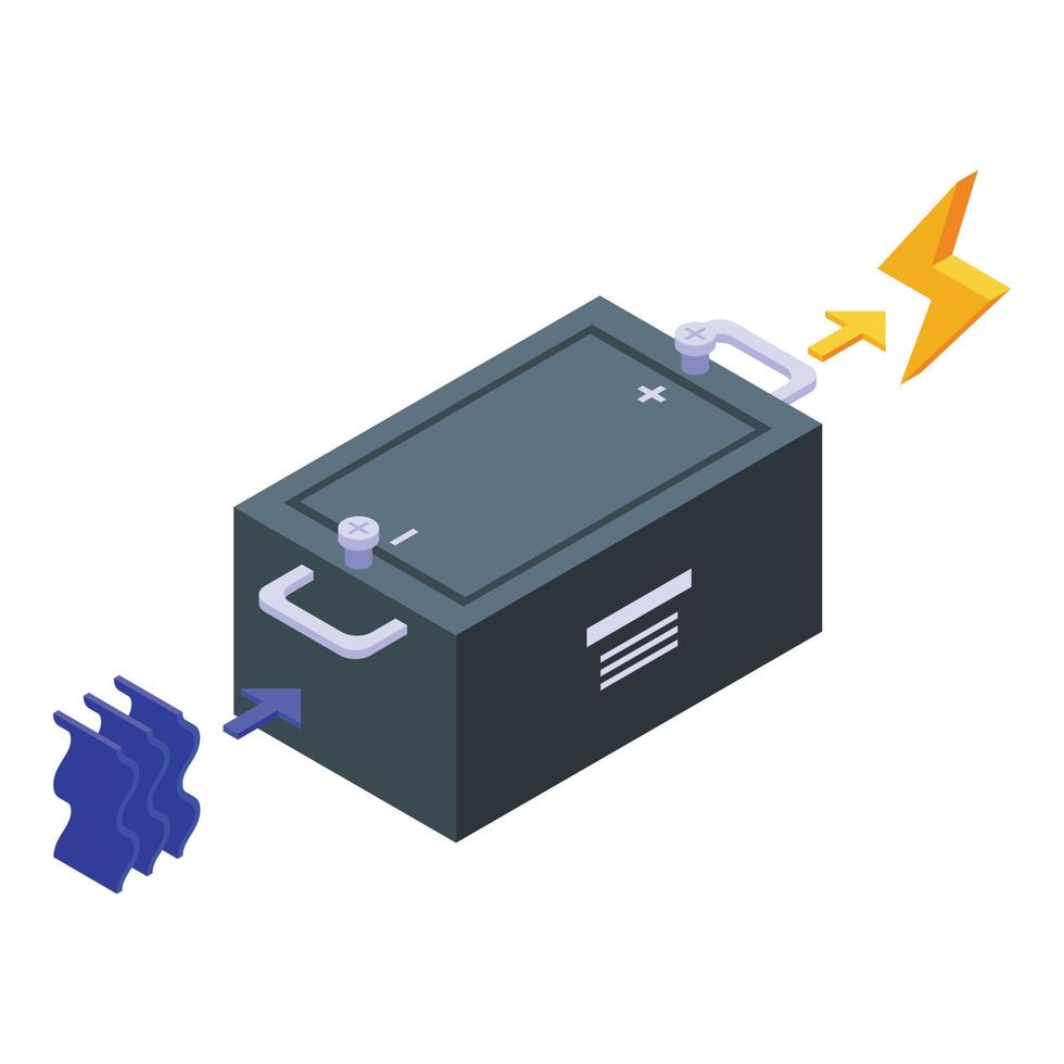 Hydro power battery icon, isometric style vector