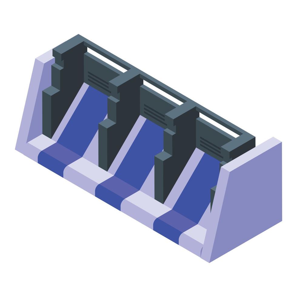 Hydro dam icon, isometric style vector
