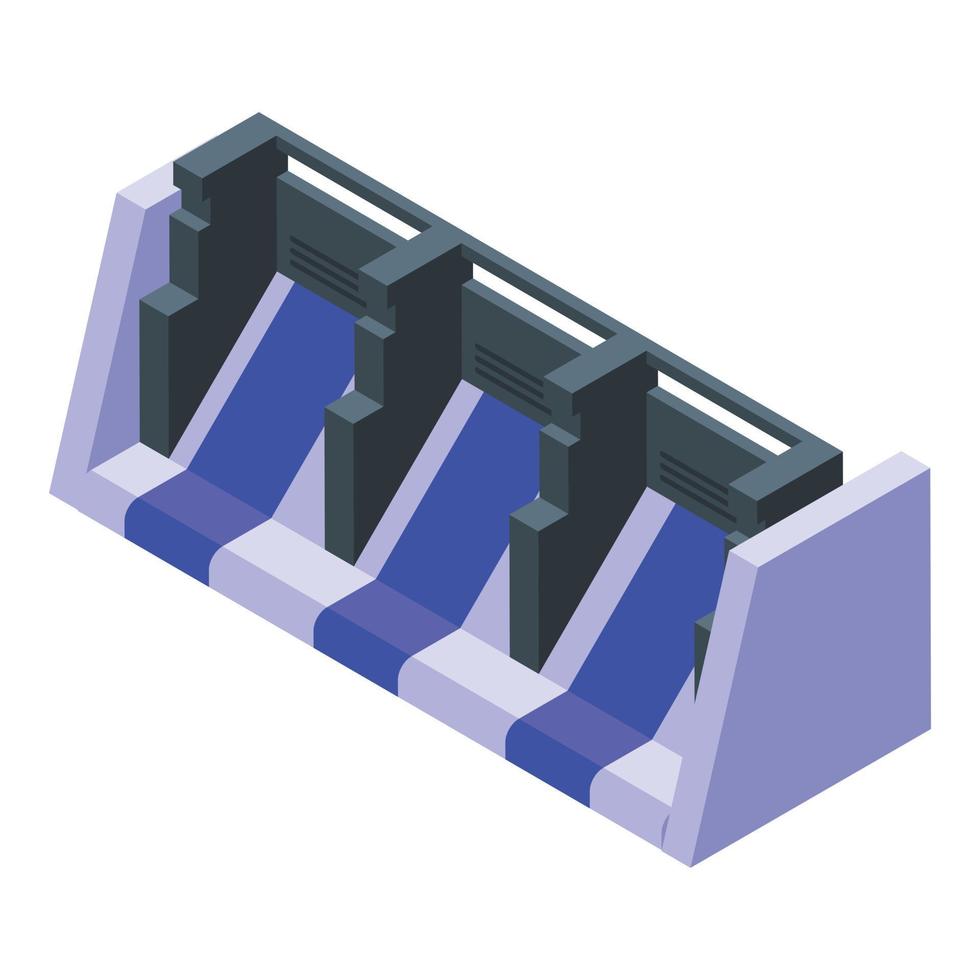 icono de presa hidroeléctrica, estilo isométrico vector