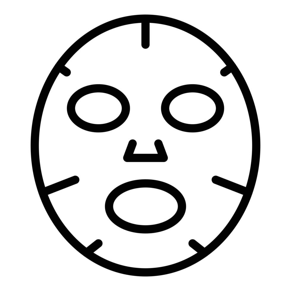 icono de máscara facial cosmética coreana, estilo de contorno vector