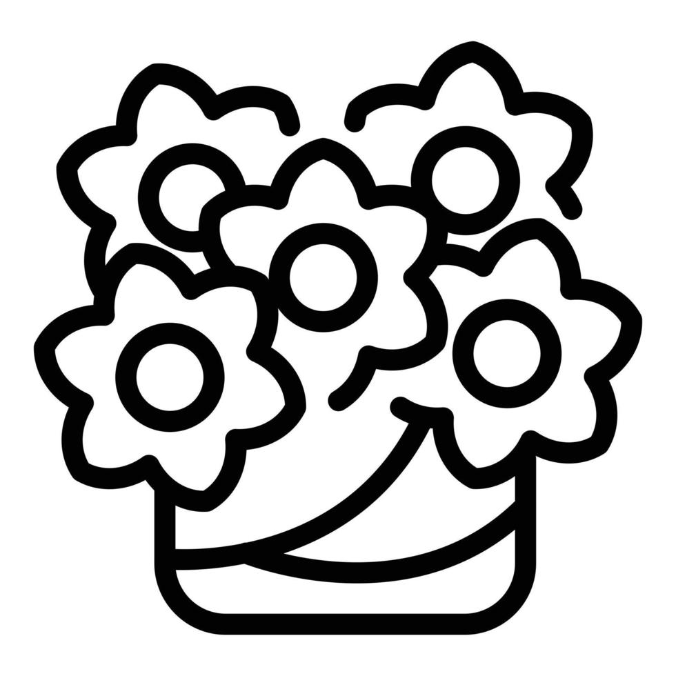 icono de ramo de flores de planta, estilo de contorno vector